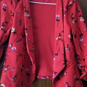 Floral Red Women's Blazer